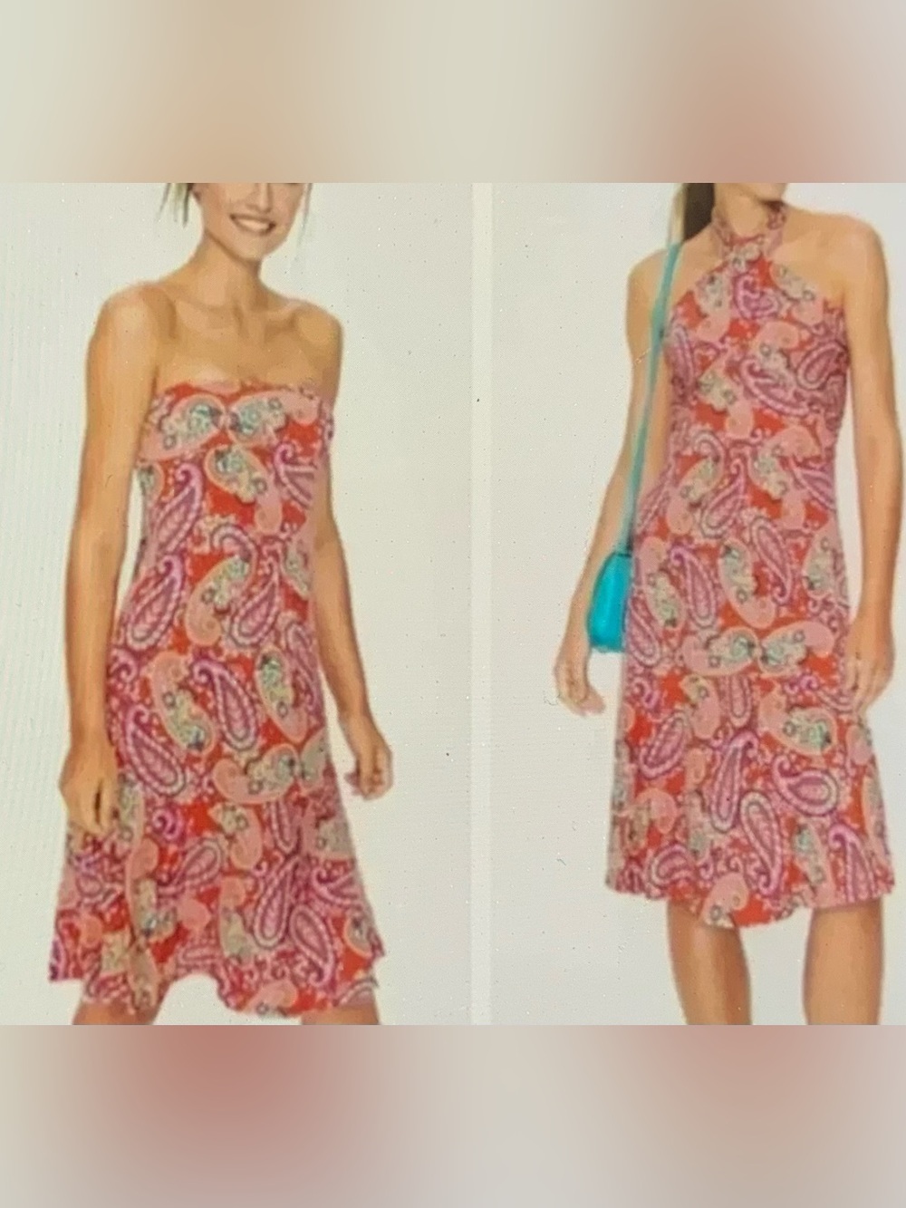 Boden Lilah Versatile Multi-Way Sundress, Tube-top, Halter Size 8 L Red Paisley